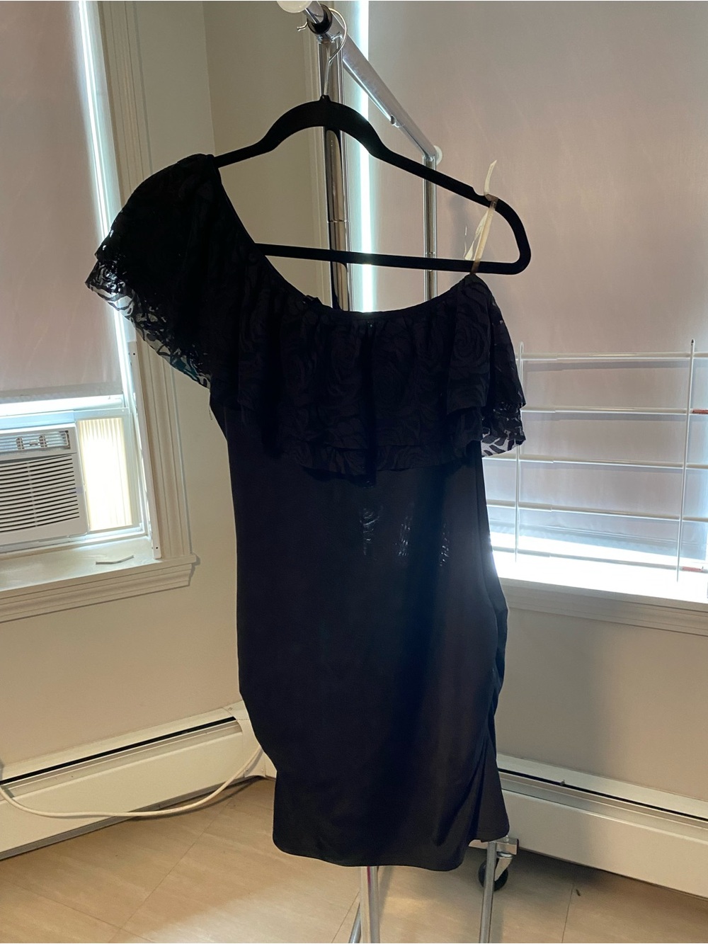Black One-Shoulder Ruffle Dress - Picture 10 of 11